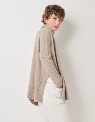 Side Panel Rollneck Jumper with Cashmere