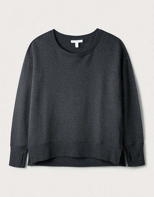 Side Split Crew-Neck Sweatshirt | Loungewear | The White Company UK