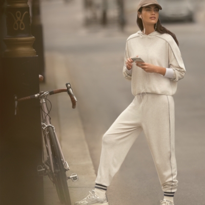 Side Stripe Cuffed Jogger with Cashmere