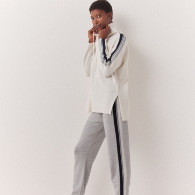Side Stripe Cuffed Joggers with Cashmere