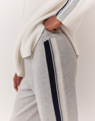 Side Stripe Cuffed Joggers with Cashmere