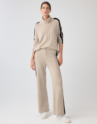 Side Stripe Cuffed Joggers with Cashmere