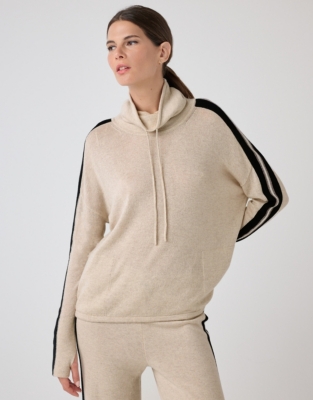 Side Stripe Funnel Neck Jumper with Cashmere