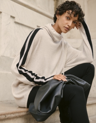 Side Stripe Funnel Neck Jumper with Cashmere