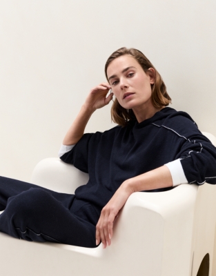 Side Stripe Hoodie with Cashmere