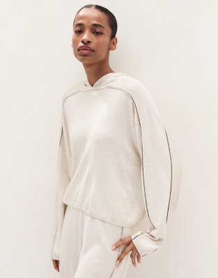 Side Stripe Hoodie with Cashmere - Cloud Marl