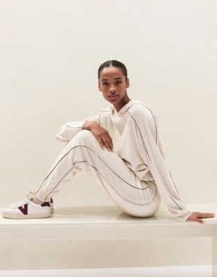 Side Stripe Hoodie with Cashmere - Cloud Marl