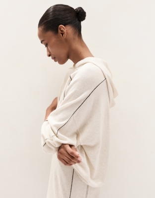 Side Stripe Hoodie with Cashmere - Cloud Marl