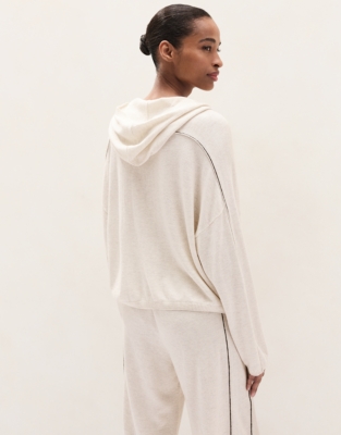 Side Stripe Hoodie with Cashmere - Cloud Marl