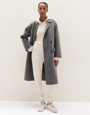 Side Stripe Hoodie with Cashmere - Cloud Marl