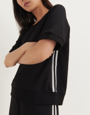 Side Stripe Short Sleeve Sweatshirt