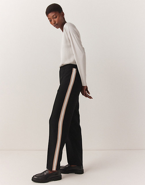 Side Stripe Straight Leg Pants | Pants & Shorts | The White Company US