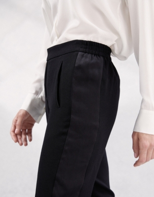 Side-Stripe Tapered-Leg Trousers | Trousers & Leggings | The White Company UK