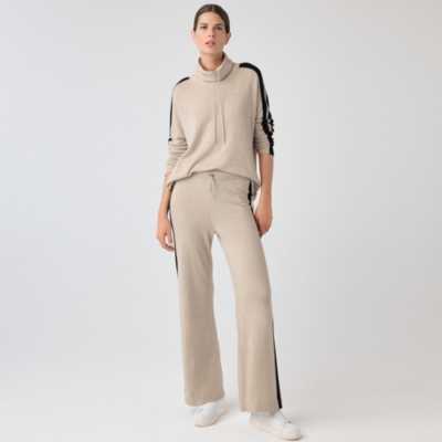 Side Stripe Wide Leg Joggers with Cashmere