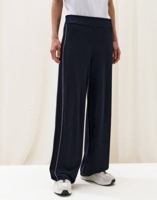 Side Stripe Wide Leg Joggers with Cashmere