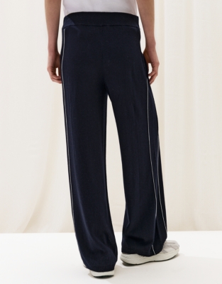 Side Stripe Wide Leg Joggers with Cashmere