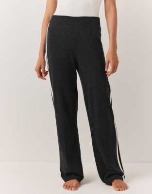 Side Stripe Wide Leg Trousers with Cashmere | Loungewear | The White ...