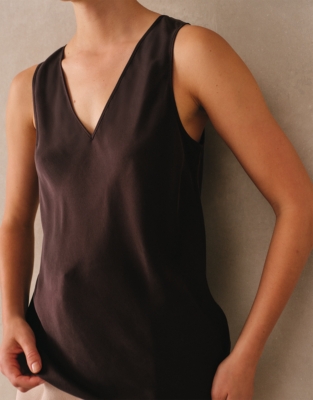 Silk Bias Layering Cami - Dark Chocolate
