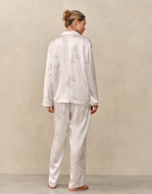 Silk Classic Piped Floral Pyjama Set