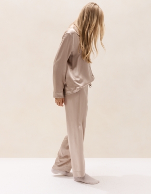 Silk Classic Piped Pyjama Set - Dove