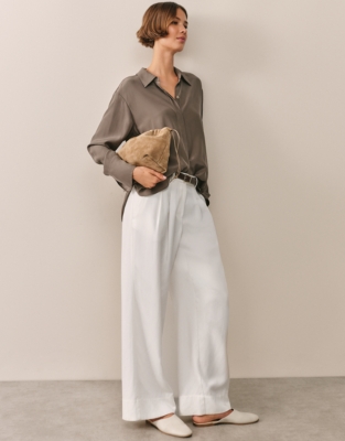 Silk Cutout-Back Boyfriend Shirt