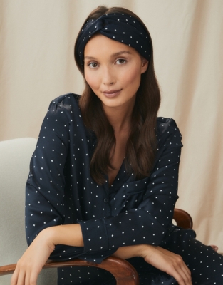 Silk DiamondPrint Sleep Headband Slippers, Socks & Sleep Accessories The White Company UK