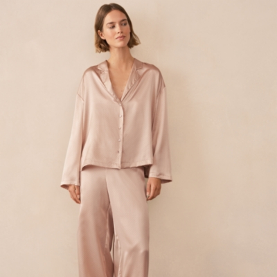 Silk Dot Drop Shoulder Pyjama Set 