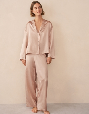 Silk Dot Drop Shoulder Pyjama Set 