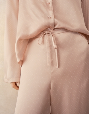 Silk Dot Drop Shoulder Pyjama Set 