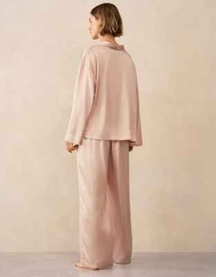 Silk Dot Drop Shoulder Pyjama Set 