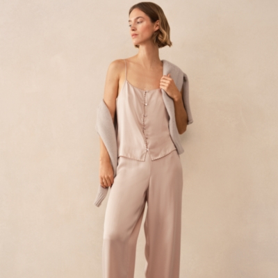 Silk Embroidered Cami Pyjama Set