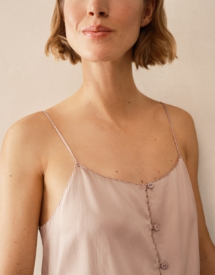 Silk Embroidered Cami Pyjama Set