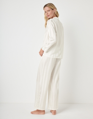 Silk Jacquard Stripe Pajama Set - Ivory