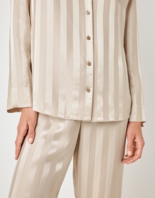 Silk Jacquard Stripe Pajama Set - Champagne