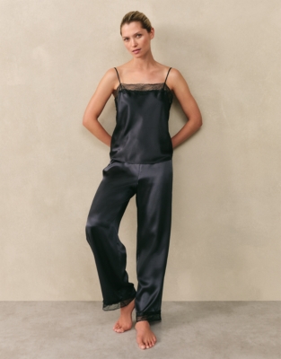 Silk Lace Square Neck Cami Pyjama Set