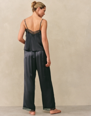 Silk Lace Square Neck Cami Pyjama Set