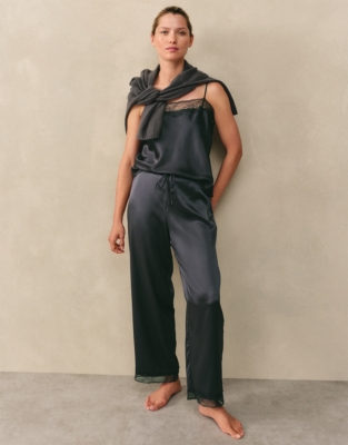 Silk Lace Square Neck Cami Pyjama Set