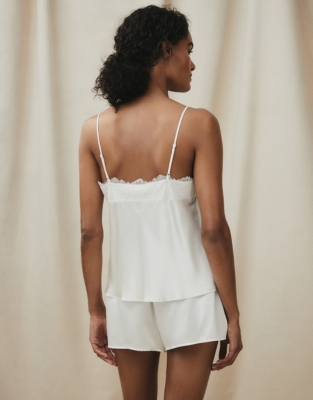 Silk Cami & Shorts Pyjama Set - White by Silk Works London