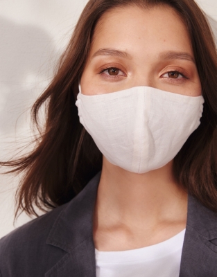 Silk Lined Linen Face Mask Accessories Sale The White Company UK