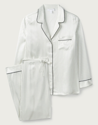 Silk Piped Dotted-Stripe Pyjama Set | Nightwear & Robes Sale | The ...