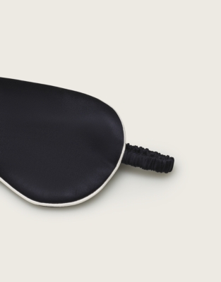 Silk Piped Eye Mask - Navy