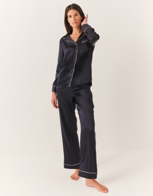 Silk Piped Pajama Set