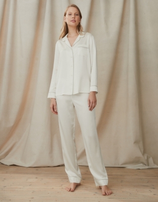 Silk Piped Pyjama Set