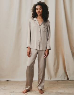 Silk Piped Pyjama Set