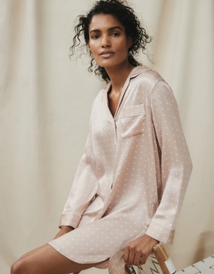 Silk Piped Spot Nightshirt