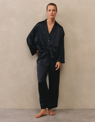 Silk Pocket Drop Shoulder Pyjama Set