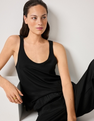 Silk Relaxed Vest - Black