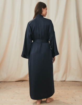 Silk Robe - Navy