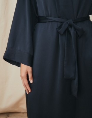 Silk Robe - Navy