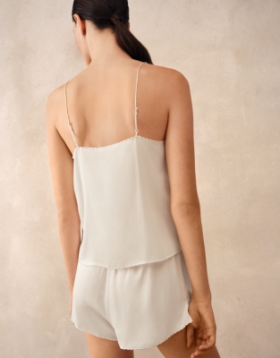 Silk Scalloped Edge Short Pyjama Set